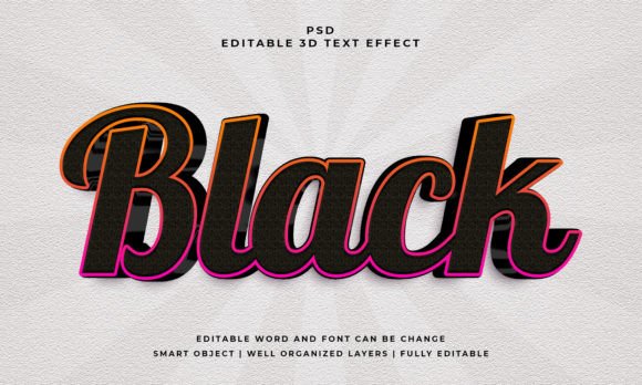 Black 3d Editable PSD Text Effect: Bold Dimension for Modern Design