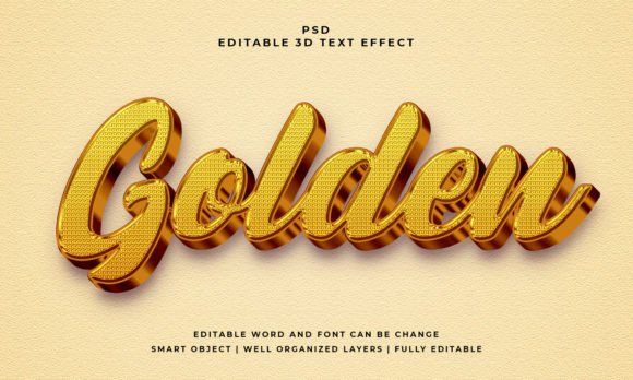 Golden 3D Editable PSD Text Effect: Instant Luxury