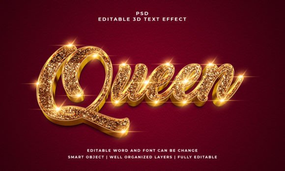 Queen 3D Editable Text Effect: Bring Depth to Your Designs