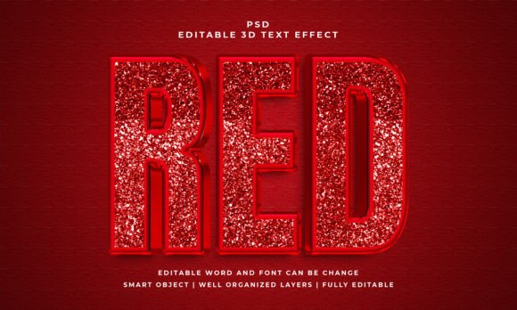 Red 3D Editable PSD Text Effect: Bold, Modern Dimension