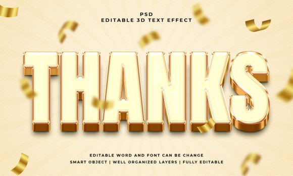 Thanks 3D Editable PSD Text Effect: Quick Visual Impact
