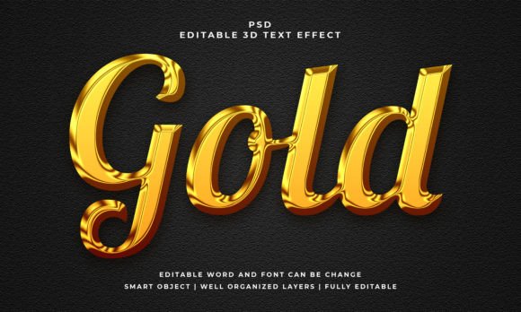 Transform Your Text with a Gold 3D Editable PSD Effect
