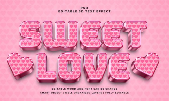 Unlock Creative Projects with Sweet Love 3d Editable Psd Text Effect